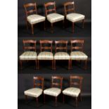 A set of ten George III mahogany dining chairs,