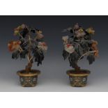 A pair of Chinese hardstone trees,