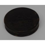 A Regency pressed horn circular snuff box, by Wilson of Sheffield, stamped,