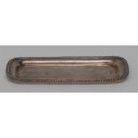 A George III silver rounded rectangular snuffer tray, gadrooned border, 22.