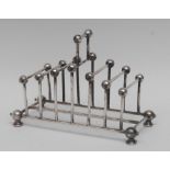 A Victorian silver-plated seven-bar toast rack,