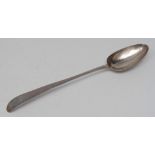 A George III Irish silver Bright-cut Old English pattern basting spoon, 30cm long, maker IK,