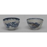 A Lowestoft Dromedary pattern tea bowl and sauce, printed with two dromedary, figure and foliage,