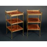 A pair of Louis XVI style gilt metal mounted kingwood square etageres,