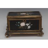 A 19th century Italian pietra dura rectangular table box,