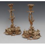 A pair of Austrian cold painted fauna candlesticks, influenced by Franz Xaver Bergman (1861-1936),