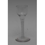 A George III opaque twist stem wine glass, ogee bowl, domed circular foot, 16cm high, c.