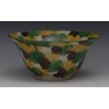 A Chinese spinach and egg glazed flared circular bowl, decorated in mottled tones, 19.