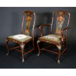 An 18th century Revival painted mahogany elbow chair,