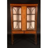 A Sheraton Revival mahogany and marquetry display cabinet,