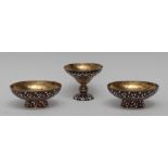 A pair of Russian silver gilt sundae dishes,