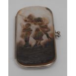 A late 19th/early 20th century abalone shell cameo lady's rounded rectangular purse,