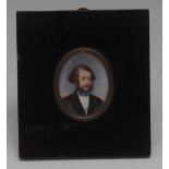 English School (19th century), a portrait miniature, of a whiskered gentleman, bust length,