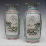 A pair of Chinese Republican porcelain ovoid vases,