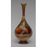 A Royal Worcester bottle vase, painted by Ricketts, signed with ripe apples and berries,