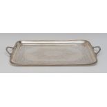 A Victorian silver rounded rectangular two-handled serving tray,