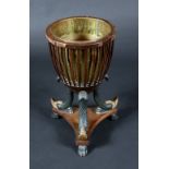 A 19th century mahogany and parcel-gilt ember bucket,