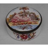 An early George III South Staffordshire enamel circular table snuff box,