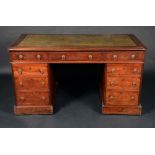 A Victorian mahogany twin-pedestal desk,