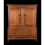 An 18th century oak housekeeper's cupboard, probably North Welsh,