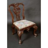 A Chippendale design mahogany side chair, of broad proportions,