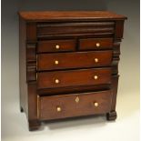 Miniature Furniture - a mahogany chest, long drawer above two shot and three long graduated drawers,