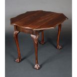 A small George II style mahogany batwing dropleaf table, drawer to frieze,