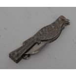 A Victorian silver novelty pen knife, as a bird, 5cm long, Harry Adelstein,