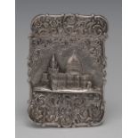 An early Victorian silver shaped rectangular castle top visiting card case,