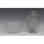 A 19th century hobnail-cut clear glass ovoid mantel vase, possibly Baccarat,