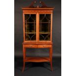 A Sheraton Revival mahogany and marquetry display cabinet,