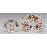 A Derby oval plate, attributed to Moses Webster, painted with large colourful summer flowers,