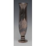 A George Jenson silver bud vase, of elongated waisted form, disc column, circular base, 19.