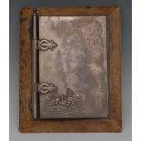 A Russian silver mounted and leather covered wood note pad, by Gustav Klingertm, Moscow,