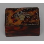 A late 18th century French tortoiseshell and piqué rectangular patch box,