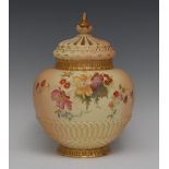 A Royal Worcester ovoid pot pourri vase, cover and inner cover,