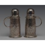 Roger John Squires - a pair of modern silver casters, bark textured finish,