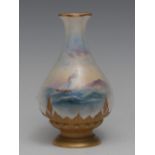 A Royal Worcester vase, painted by Rushton, signed, with sailing boats on calm waters,