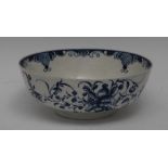 A Worcester Mansfield pattern bowl, decorated with trailing flowers sprays in cobalt blue,