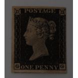 GB 1840 unused/mint penny black, GG, The stamp has 3 margins and no gum.