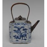 An 18th century Chinese porcelain fluted rectangular 'tea pot',