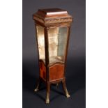 A 19th century French gilt-metal mounted mahogany tapered square objet vitrine,