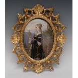 A 19th century KPM oval plaque, painted with Fraulein Burg,