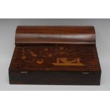 A 19th century Italian olivewood and Sorrento marquetry lap desk,