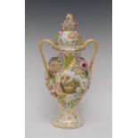 A Coalbrookdale two-handled ovoid pedestal vase and cover,