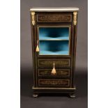A Victorian gilt-metal mounted brass marquetry and ebonised pier cabinet,