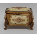 A 19th century gilt-metal mounted Limoges yellow enamel table casket,