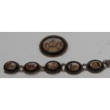 A Victorian micro-mosaic bracelet, with six ovals each set with classical ruins,