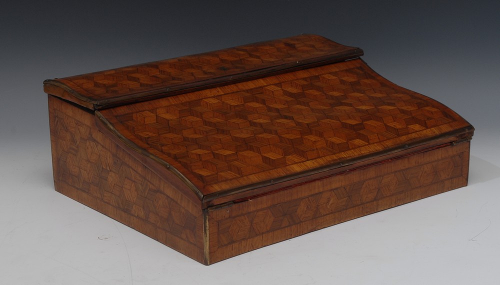 A French Transitional style kingwood parquetry lap desk,