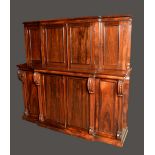 A William IV rosewood breakcentre library side cabinet,